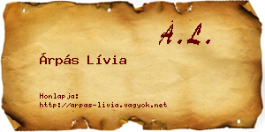 Árpás Lívia névjegykártya